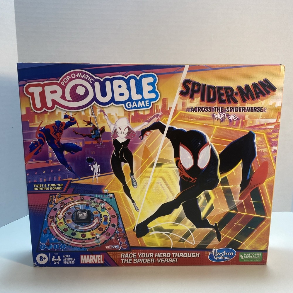 Pop O-Matic Trouble Board Game Spider-Man Across The Spider-Verse Part One NEW